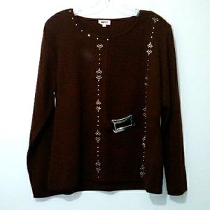 Moti brown long sleeve sweater skirt set